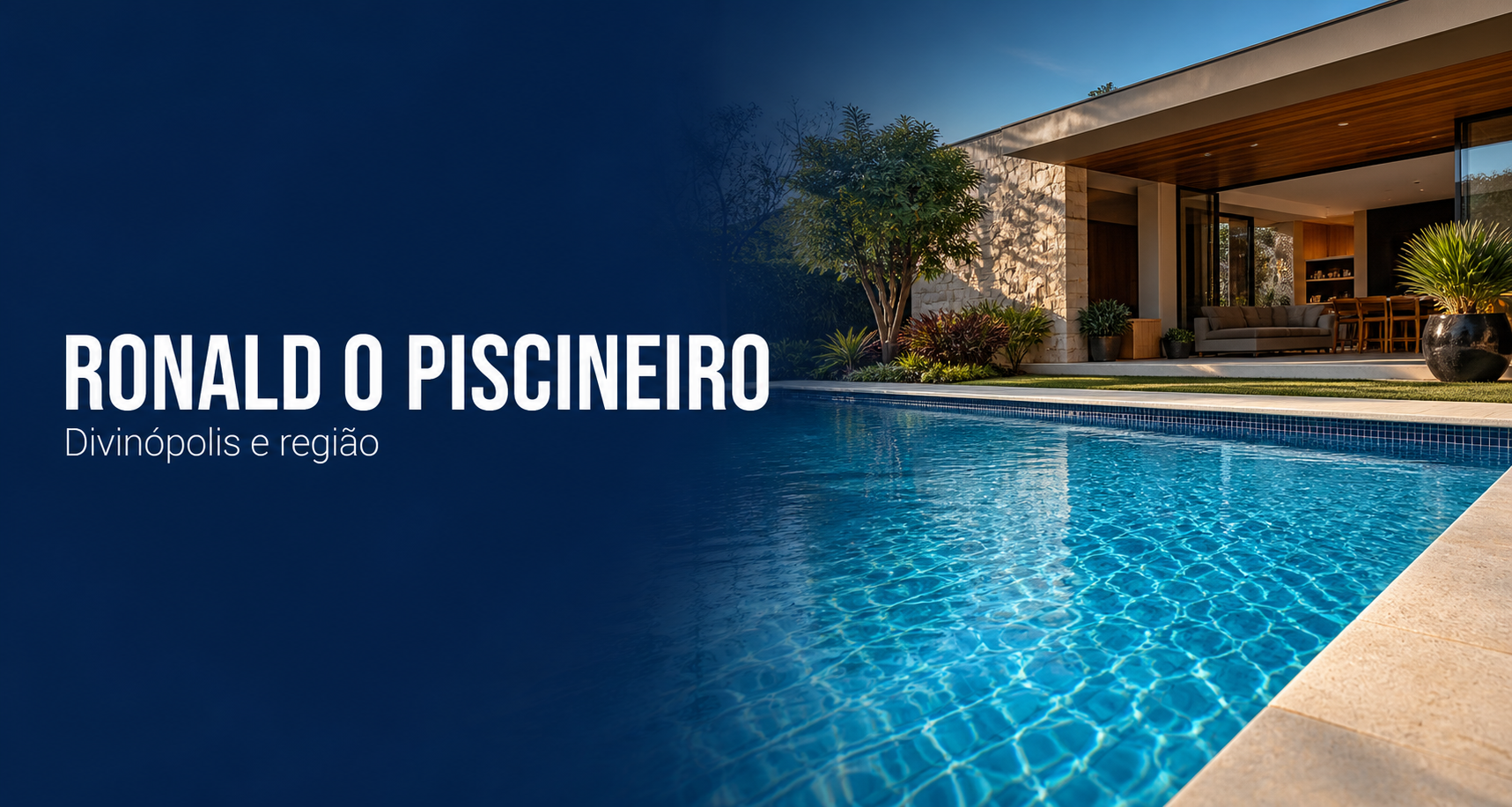 Piscina residencial limpa representando o trabalho de Ronald O Piscineiro em Divinópolis